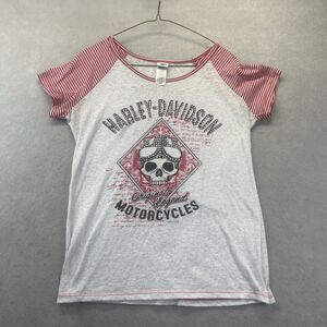 Harley Davidson Motorcycles Womens Large Sheer Rhinestone Top Biker Cherokee NC